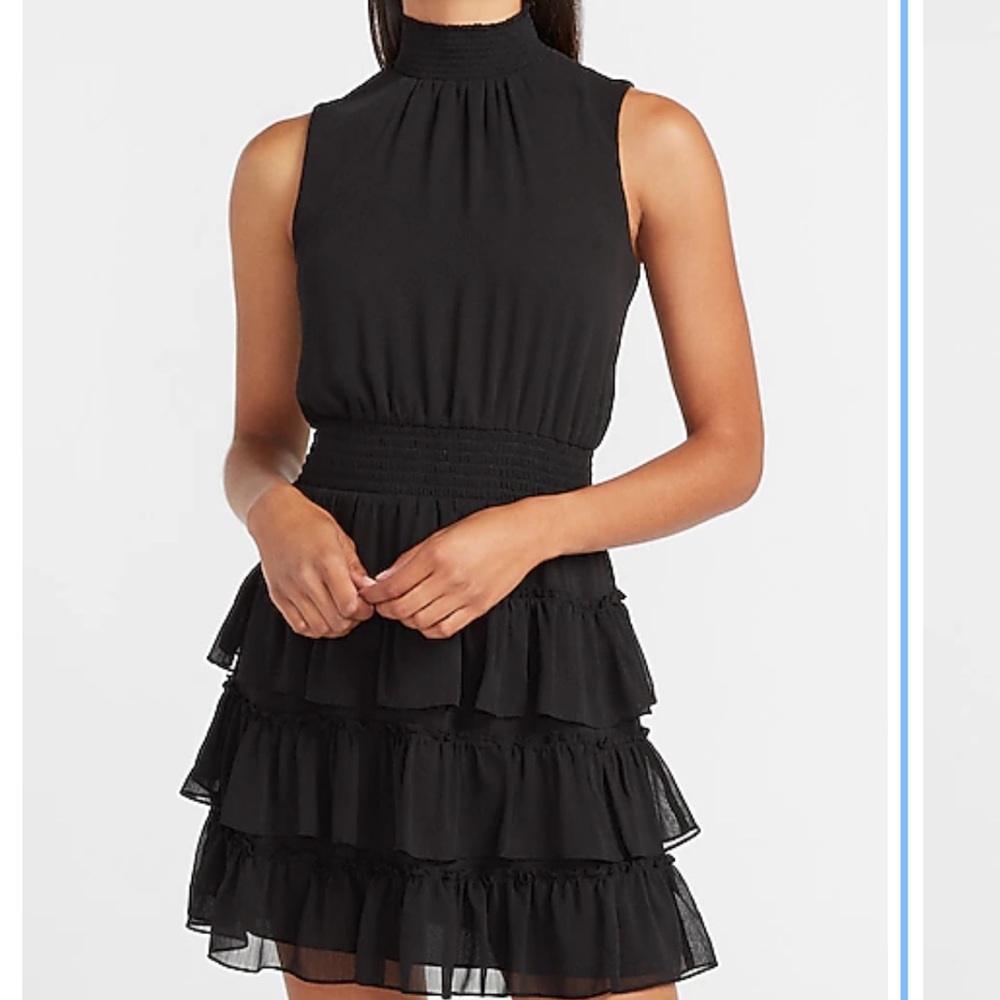 EXPRESS MOCK NECK FIT AND FLARE DRESS